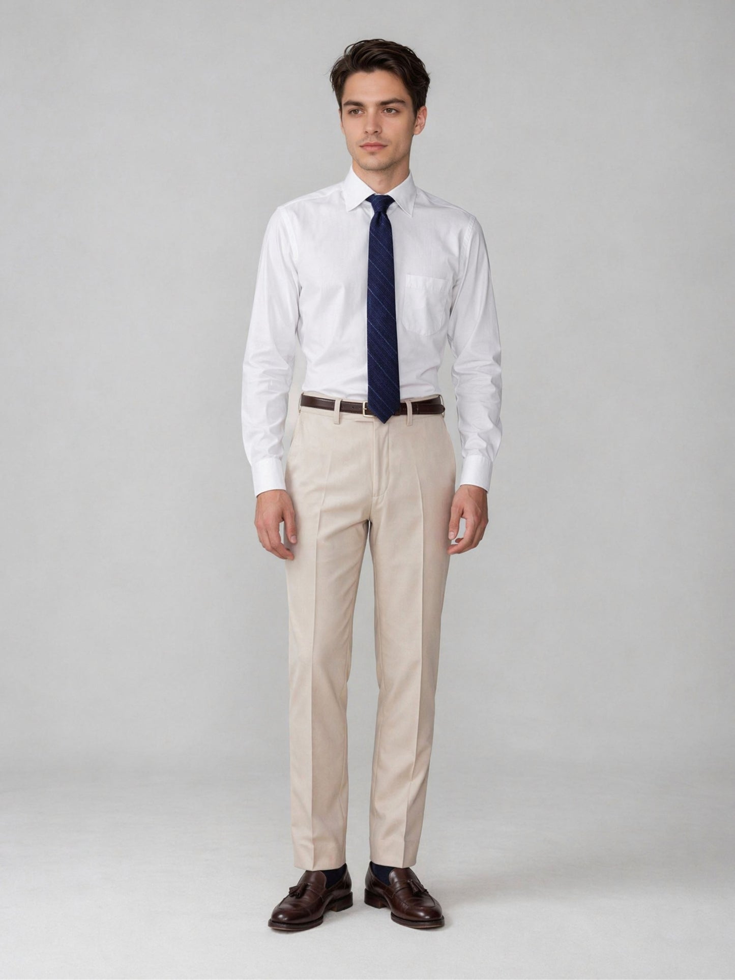Men's Beige Slim Fit 3-Piece Suit – Notch Lapel Wedding & Business Formal Set