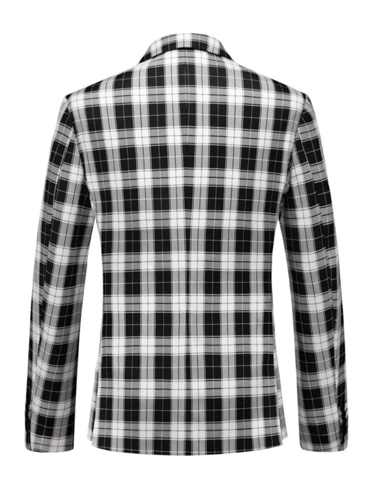 Tailored Fit Single Breasted One-button 3 Pieces Plaid Printed Men's Wedding Suits