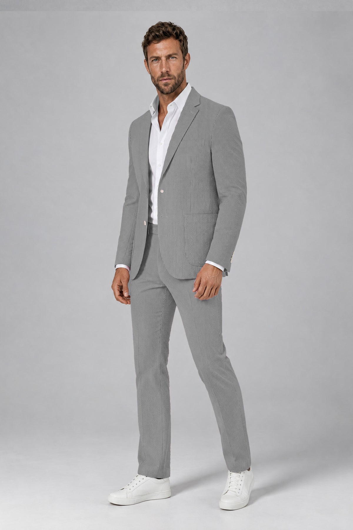Savile Men's Black Striped 2-Piece Suit Set – Notch Lapel Blazer & Tailored Trousers - Black - Black(5)