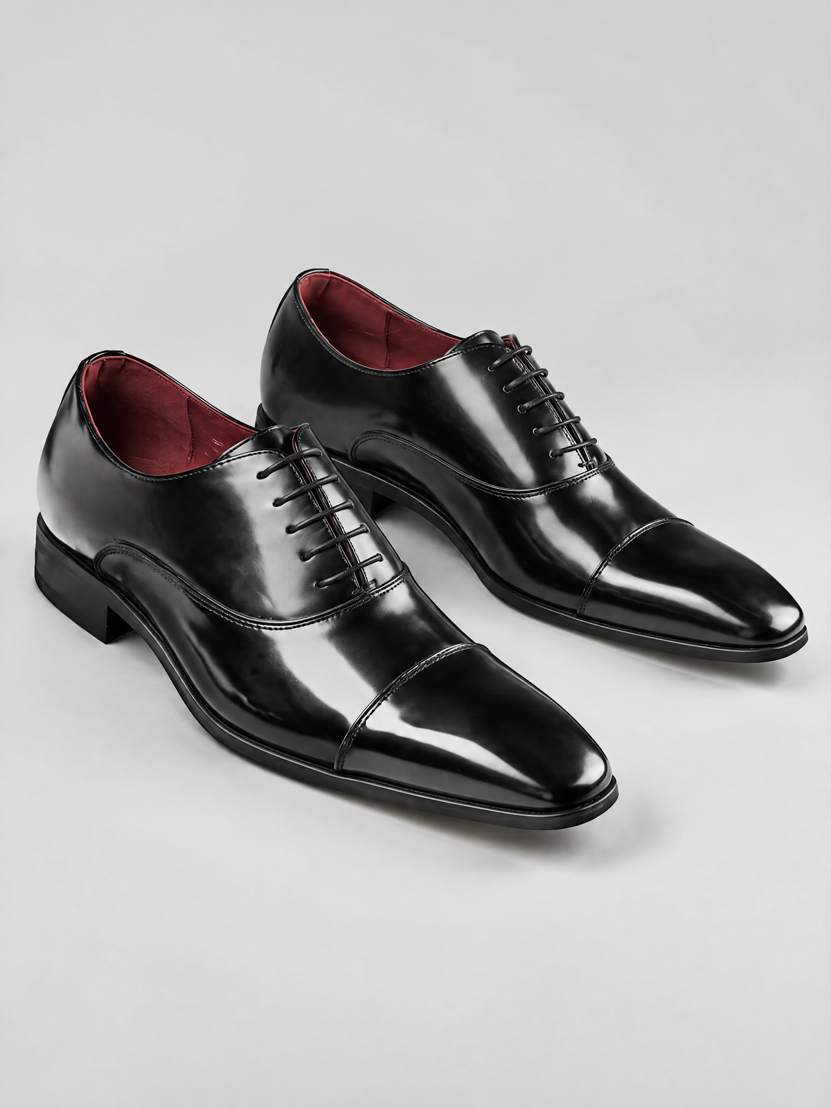 Savile Men's Burnished Black Leather Cap Toe Oxford Shoes - Black - Black (3)