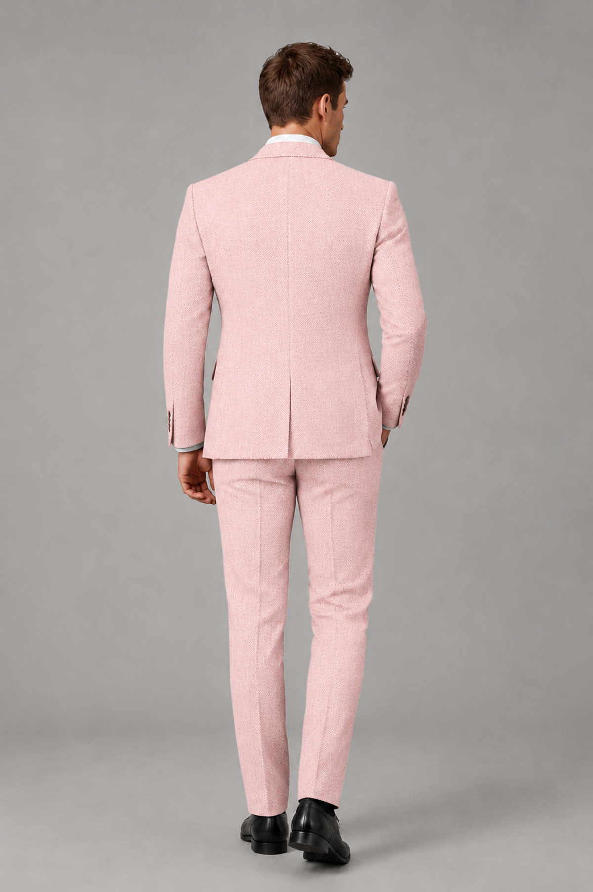 Savile Men's Grey Notch Lapel 3-Piece Suit Set | Jacket, Vest & Trousers - Blush Pink - Blush Pink
