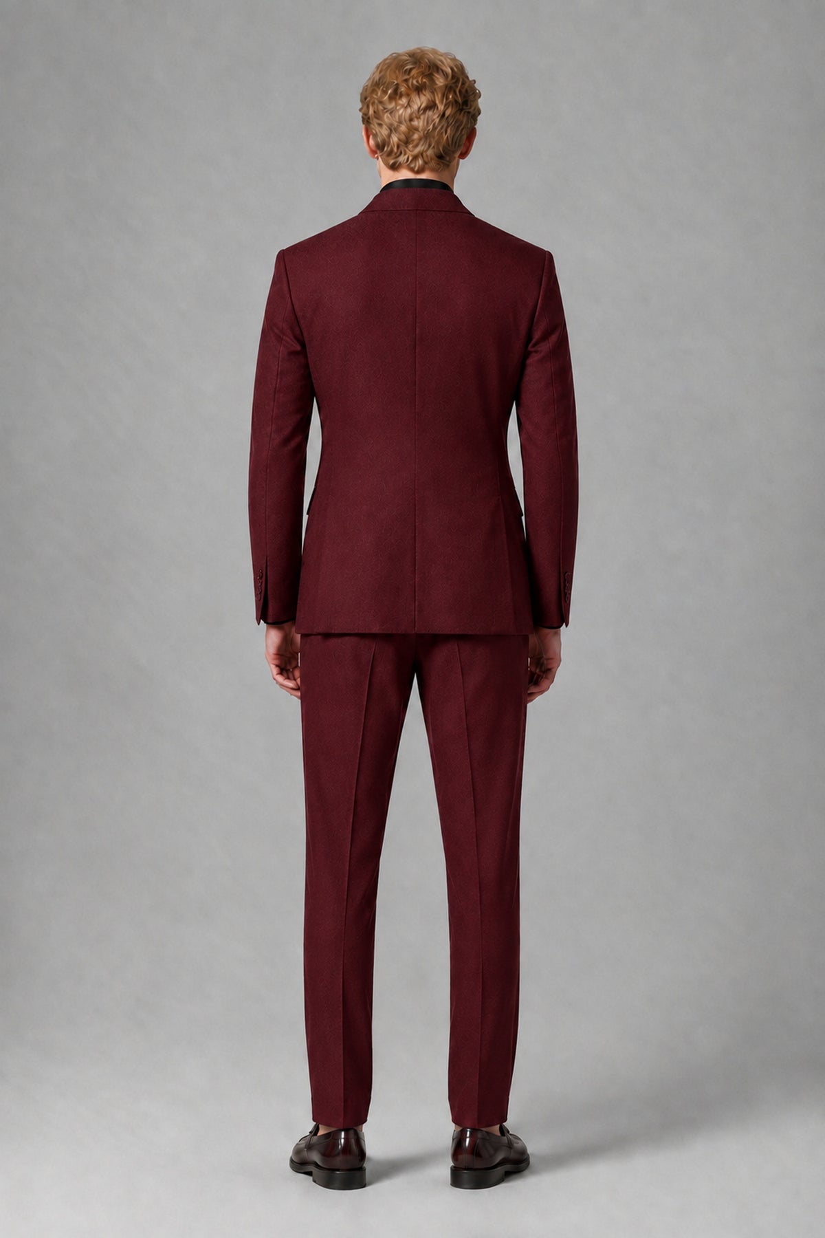 Savile Men's Burgundy Double-Breasted Two-Piece Suit - Burgundy