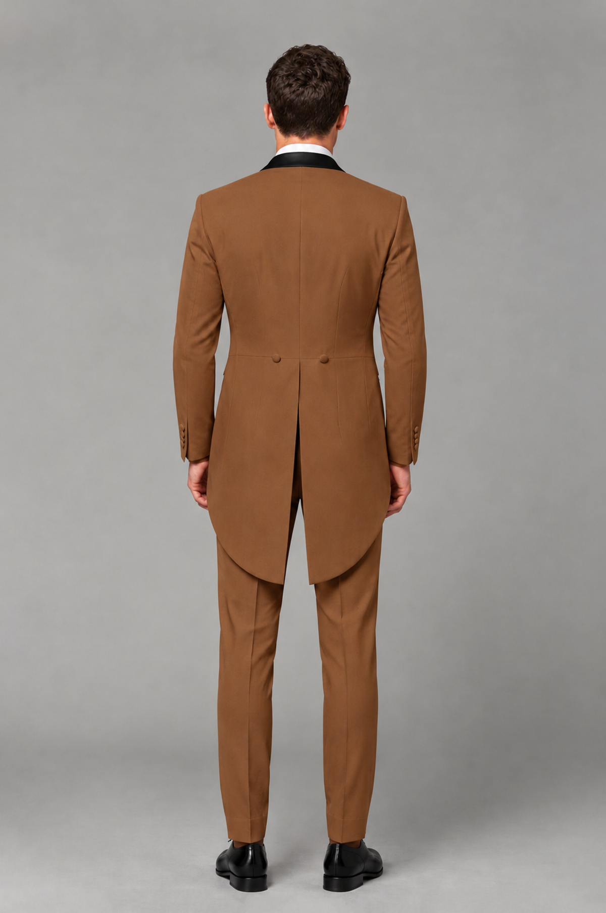 Savile Burnt Orange 3-Piece Tailcoat Tuxedo Suit with Black Peak Lapel - Burnt Orange - Burnt Orange_03