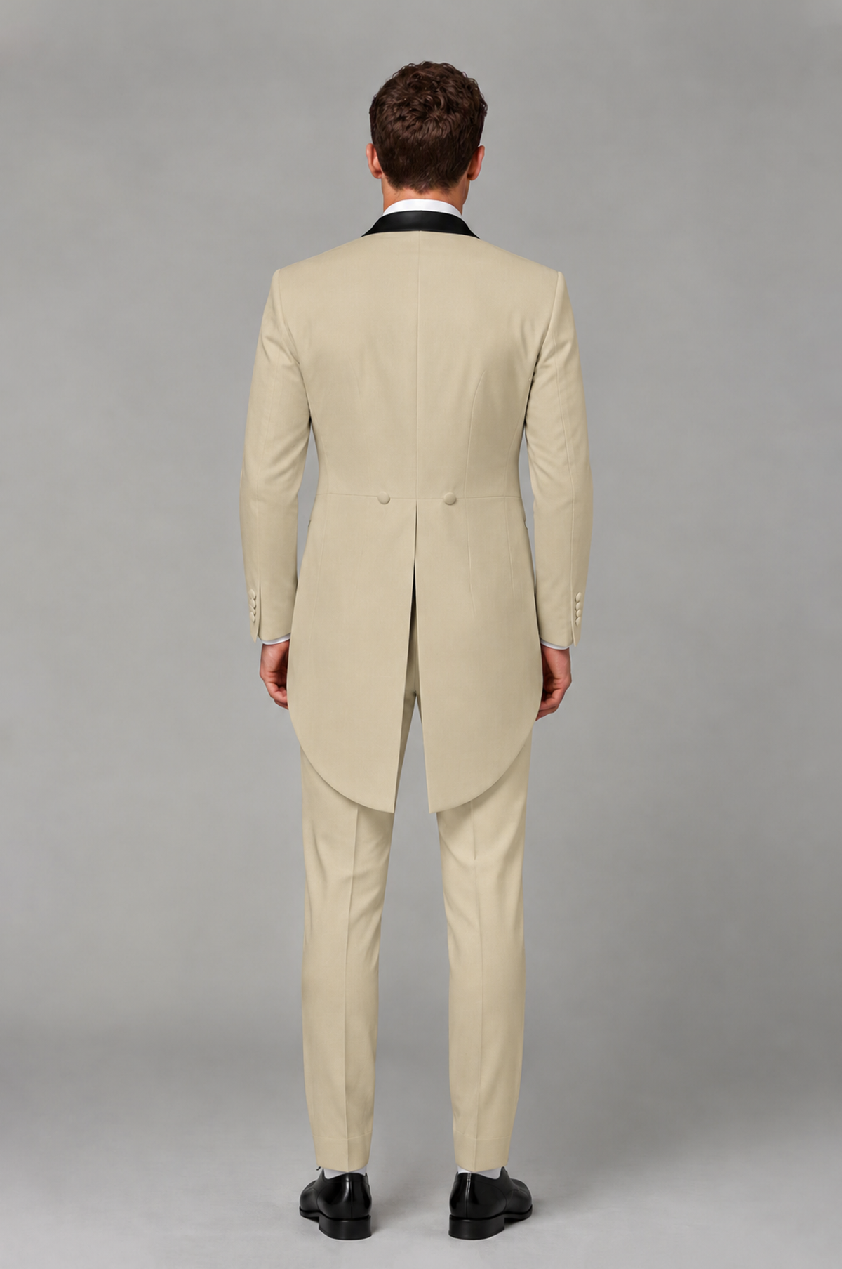 Savile Champagne 3-Piece Tailcoat Tuxedo Suit with Black Peak Lapel - Champagne - Champagne_03