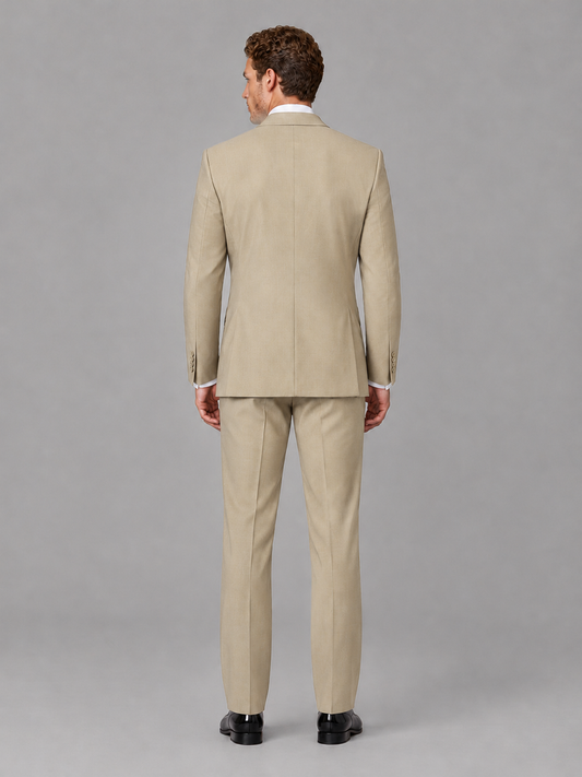 Savile Men's Champagne Peak Lapel 3-Piece Tuxedo Suit | Jacket, Vest & Trousers - Champagne