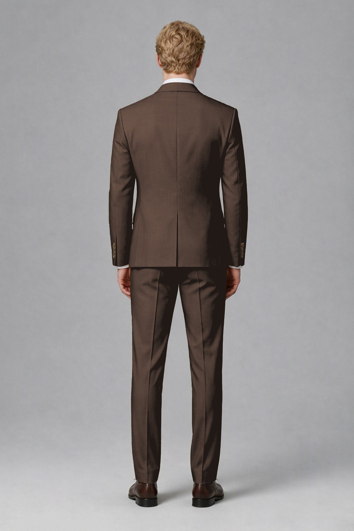 Savile Men's Chocolate Three-Piece Wedding Suit with Double-Breasted Waistcoat - Chocolate