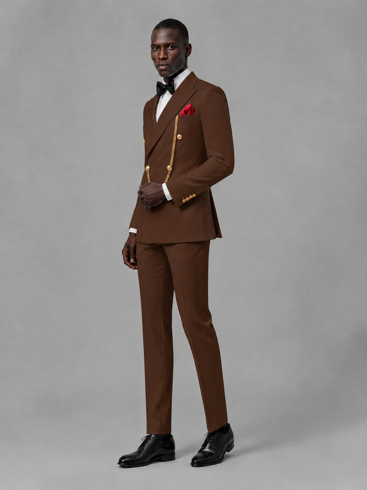Men's Chocolate Double-Breasted 2-Piece Suit Set – Jacket & Trousers | Chocolate Chain - Chocolate
