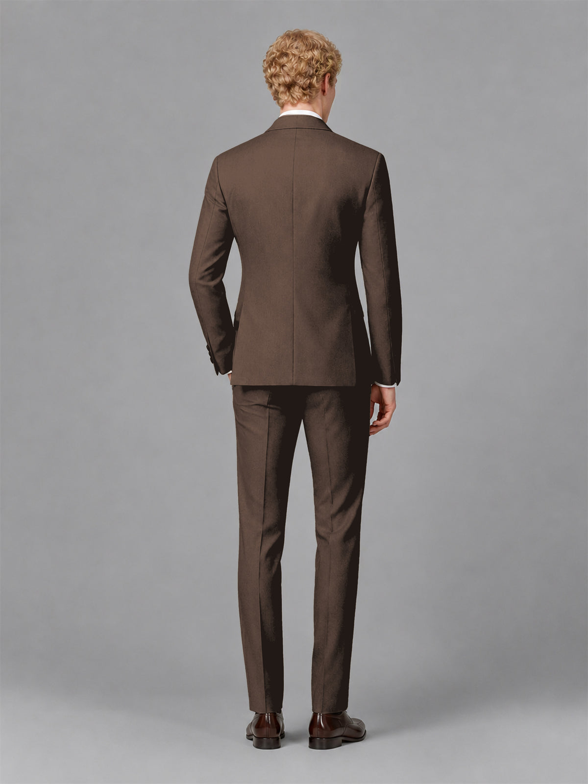 Men's Chocolate Single-Button Chocolate Satin Shawl Lapel Tuxedo Suit Set | Blazer & Trousers - Chocolate