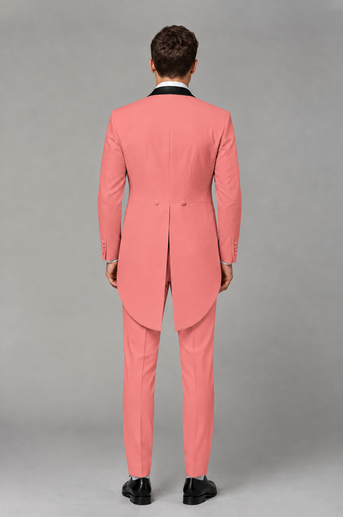 Savile Coral 3-Piece Tailcoat Tuxedo Suit with Black Peak Lapel - Coral - Coral_03