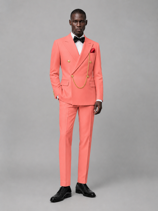 Men's Coral Double-Breasted 2-Piece Suit Set – Jacket & Trousers | Coral Chain - Coral