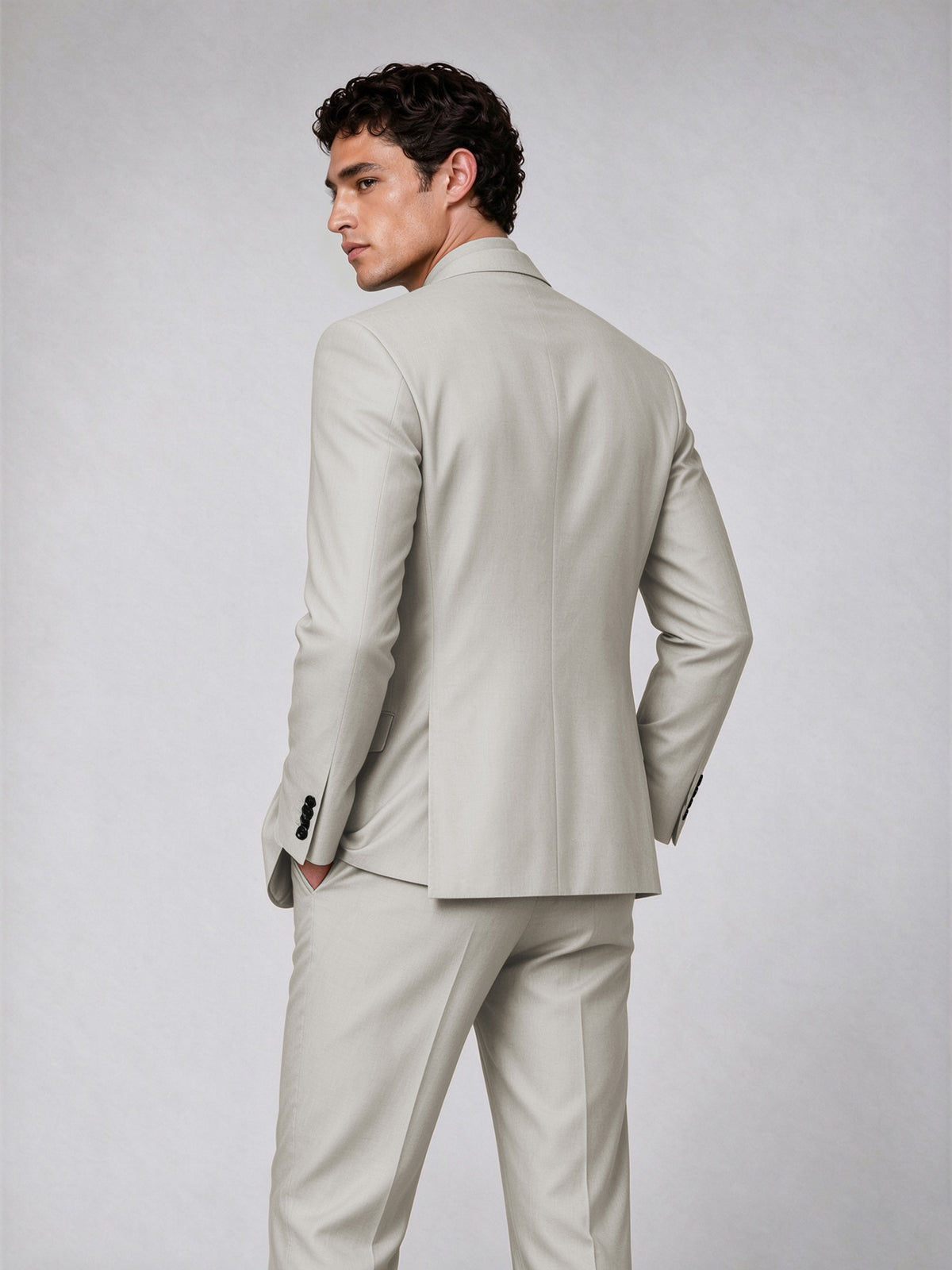 Savile Men's Cream Double-Breasted 2-Piece Suit Set – Blazer & Trousers - Cream