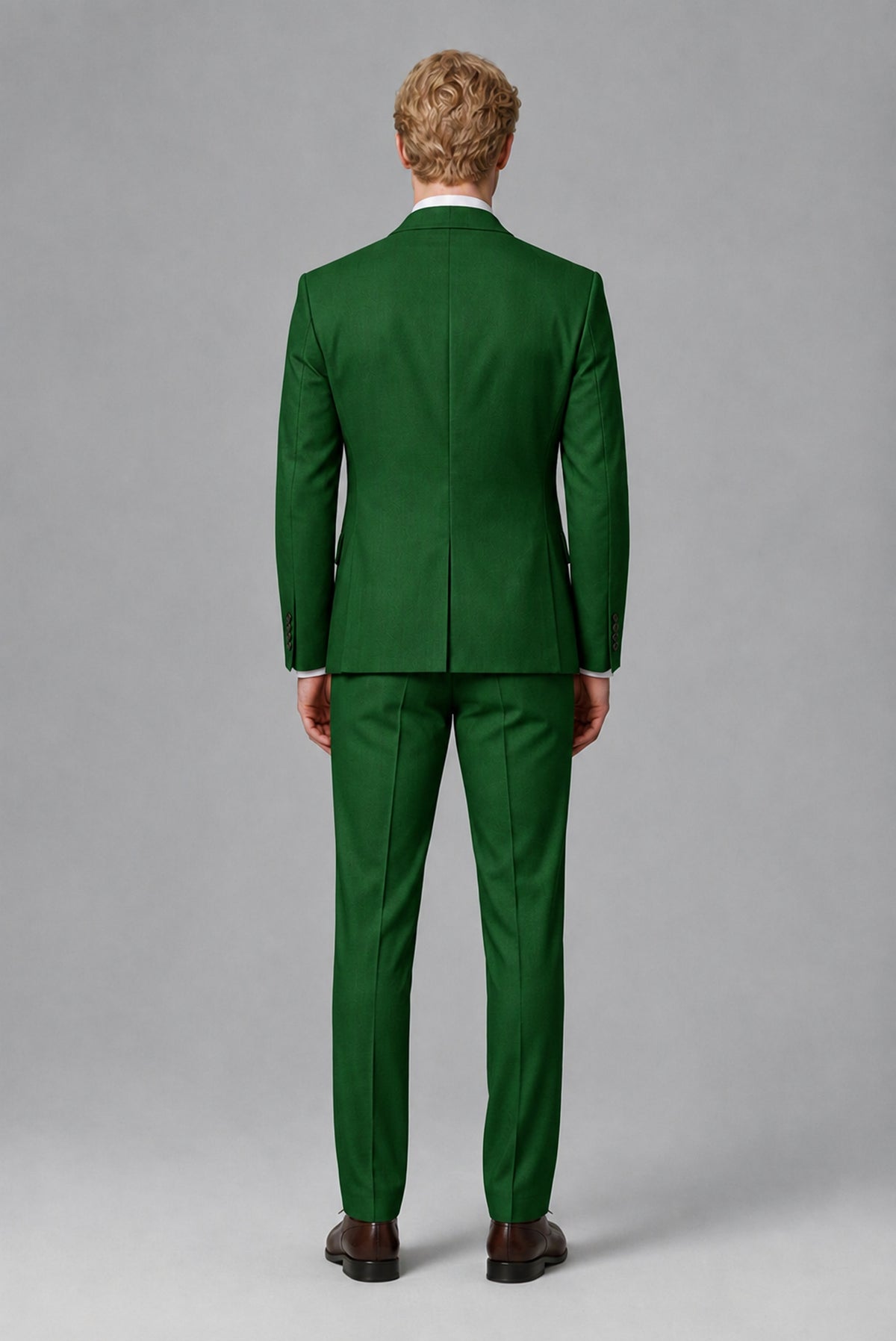 Savile Men's Dark Green Three-Piece Wedding Suit with Double-Breasted Waistcoat - Dark Green