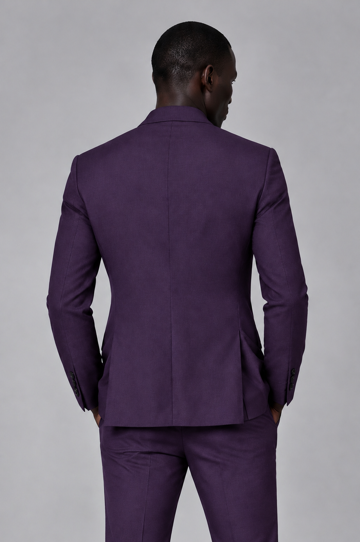Savile Men's Dark Purple Double Breasted Slim Fit 2-Piece Suit Set – Blazer & Trousers | Wedding Gala Formal - Dark Purple - Dark Purple_03