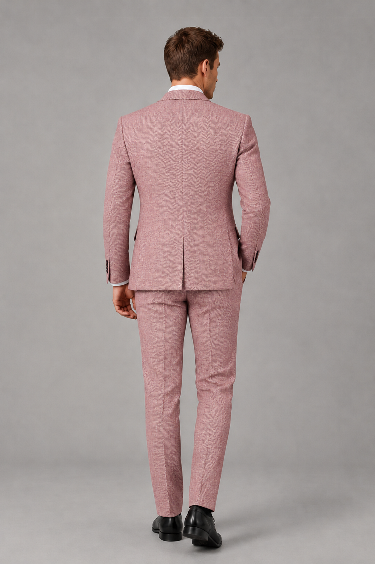Savile Men's Grey Notch Lapel 3-Piece Suit Set | Jacket, Vest & Trousers - Dusty Rose - Dusty Rose
