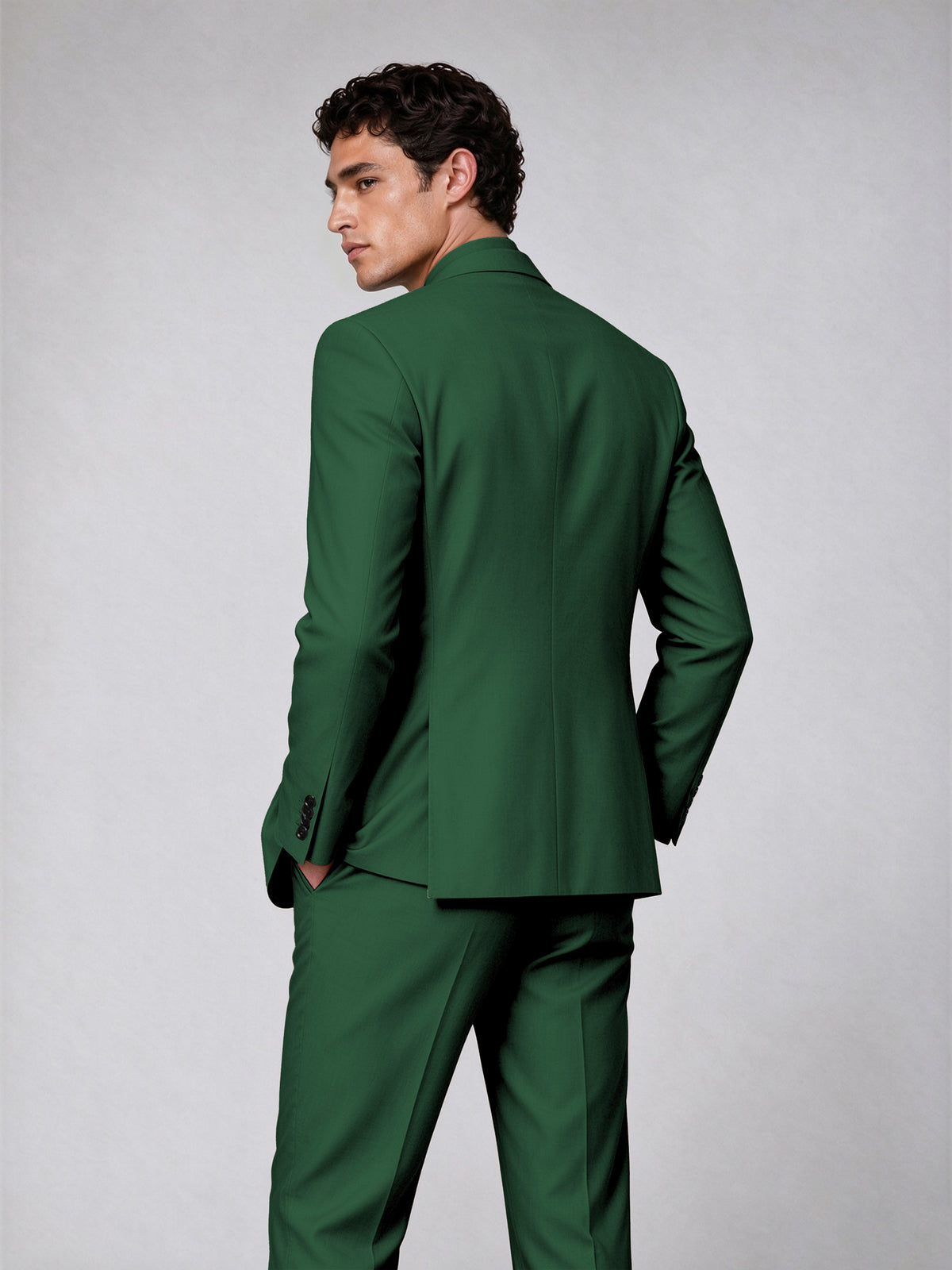 Savile Men's Emerald Green Double-Breasted 2-Piece Suit Set – Blazer & Trousers - Emerald Green