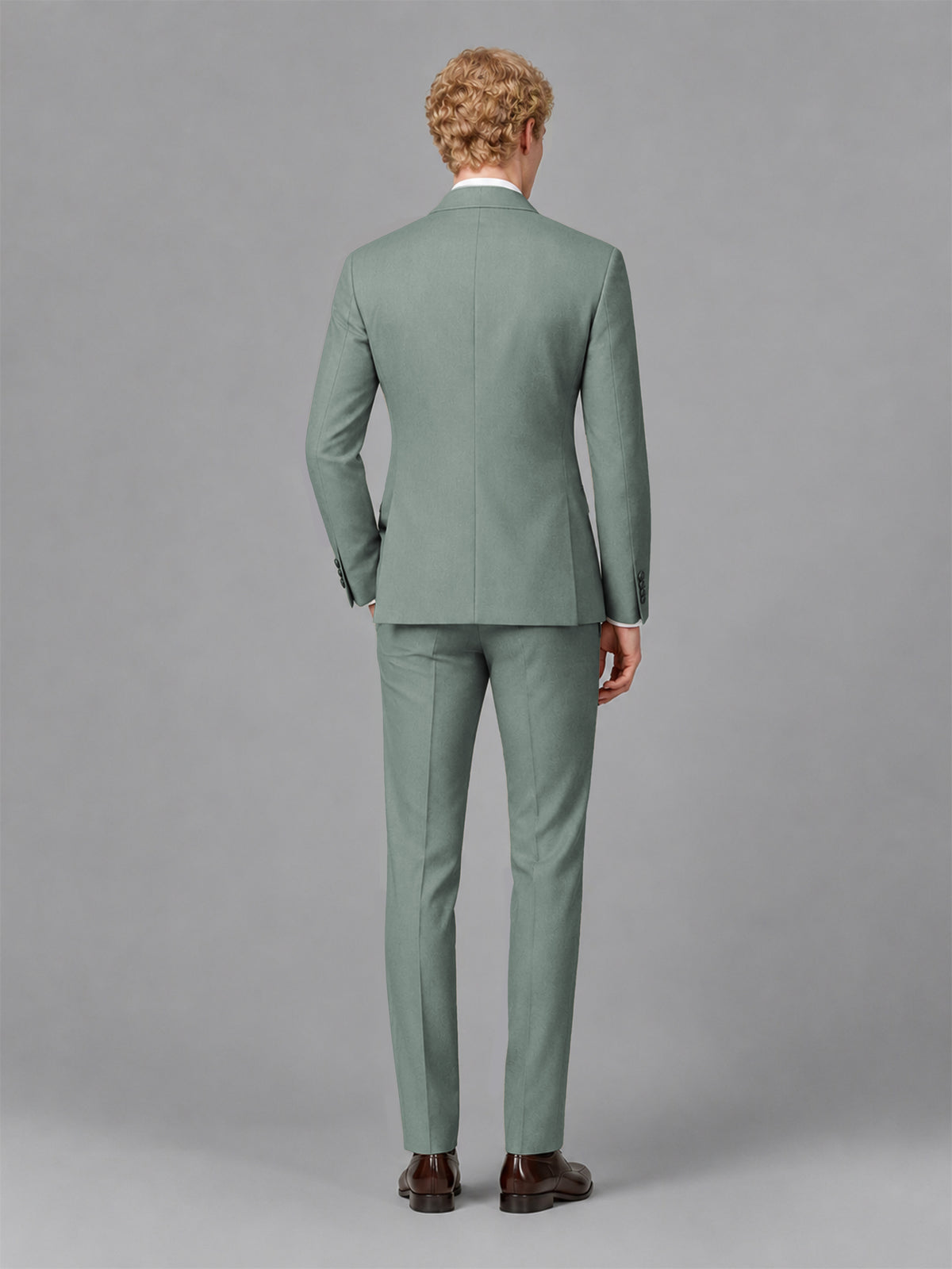 Men's Eucalyptus Single-Button Eucalyptus Satin Shawl Lapel Tuxedo Suit Set | Blazer & Trousers - Eucalyptus
