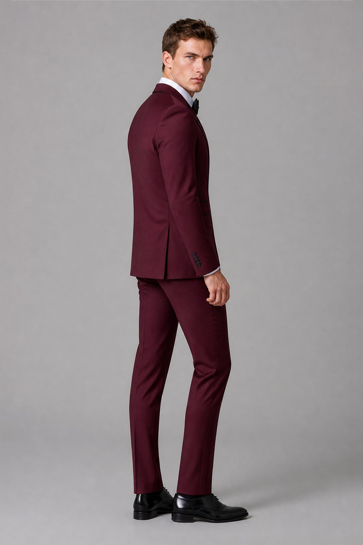 Men's Burgundy Tuxedo 3-Piece Suit | Blazer, Vest & Trousers