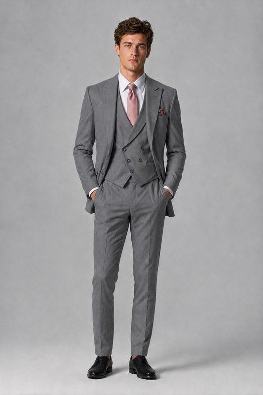 Savile Men's Dusty Gray 3-Piece Suit – Jacket, Vest & Trousers | QX0113 - Gray