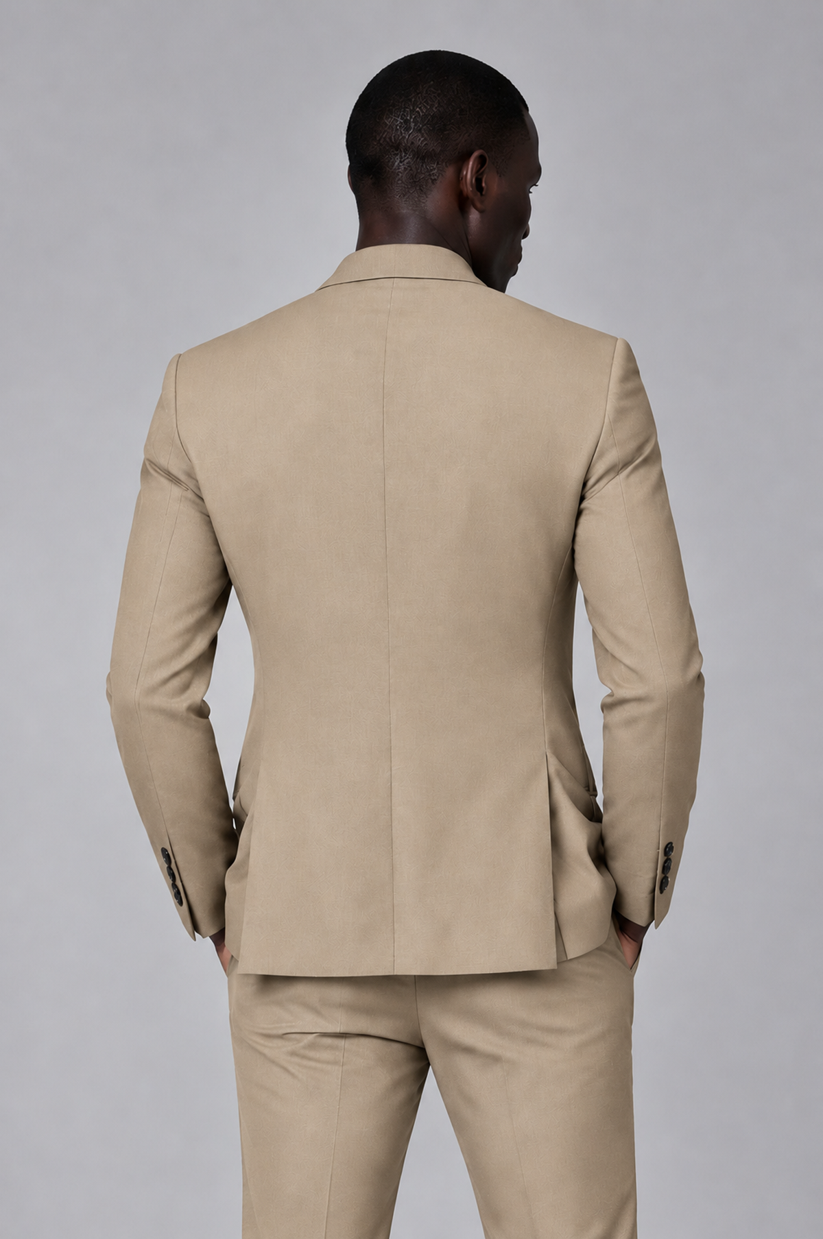 Savile Men's Khaki Double Breasted Slim Fit 2-Piece Suit Set – Blazer & Trousers | Wedding Gala Formal - Khaki - Khaki_03