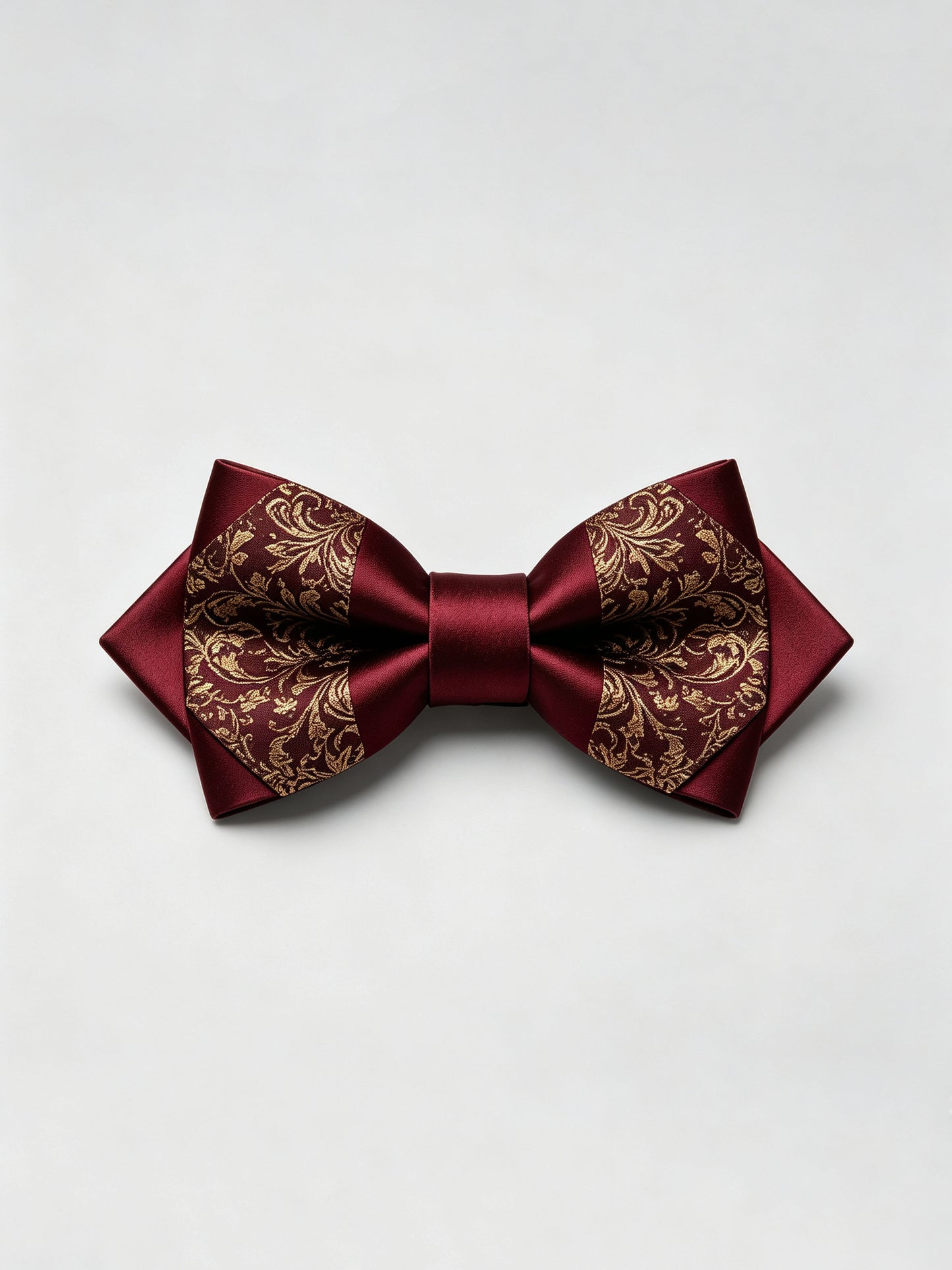 Savile Men's Burgundy & Gold Floral Jacquard Bow Tie – Luxury Wedding Formal Accessory