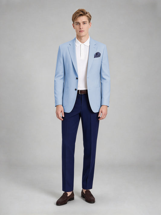Savile Men's Slim-Fit Blazer – Notch Lapel Sport Coat | Light Blue - Light Blue - Light_Blue