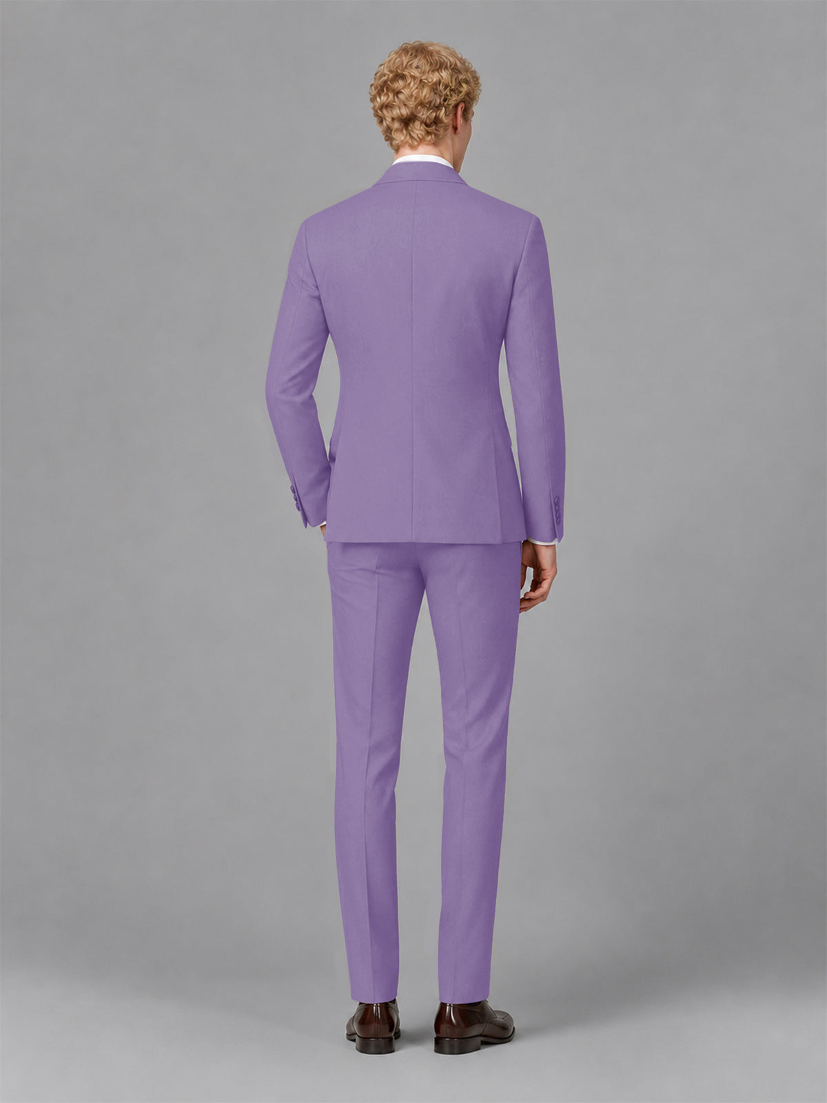 Men's Lilac Single-Button Lilac Satin Shawl Lapel Tuxedo Suit Set | Blazer & Trousers - Lilac