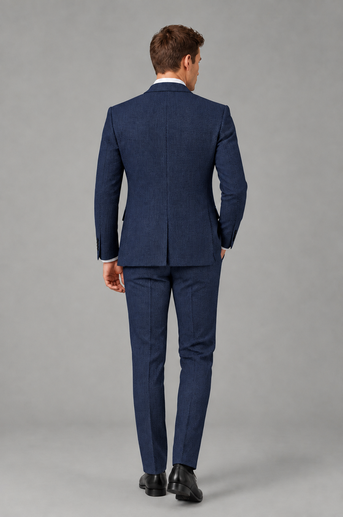 Savile Men's Grey Notch Lapel 3-Piece Suit Set | Jacket, Vest & Trousers - Navy Blue - Navy Blue