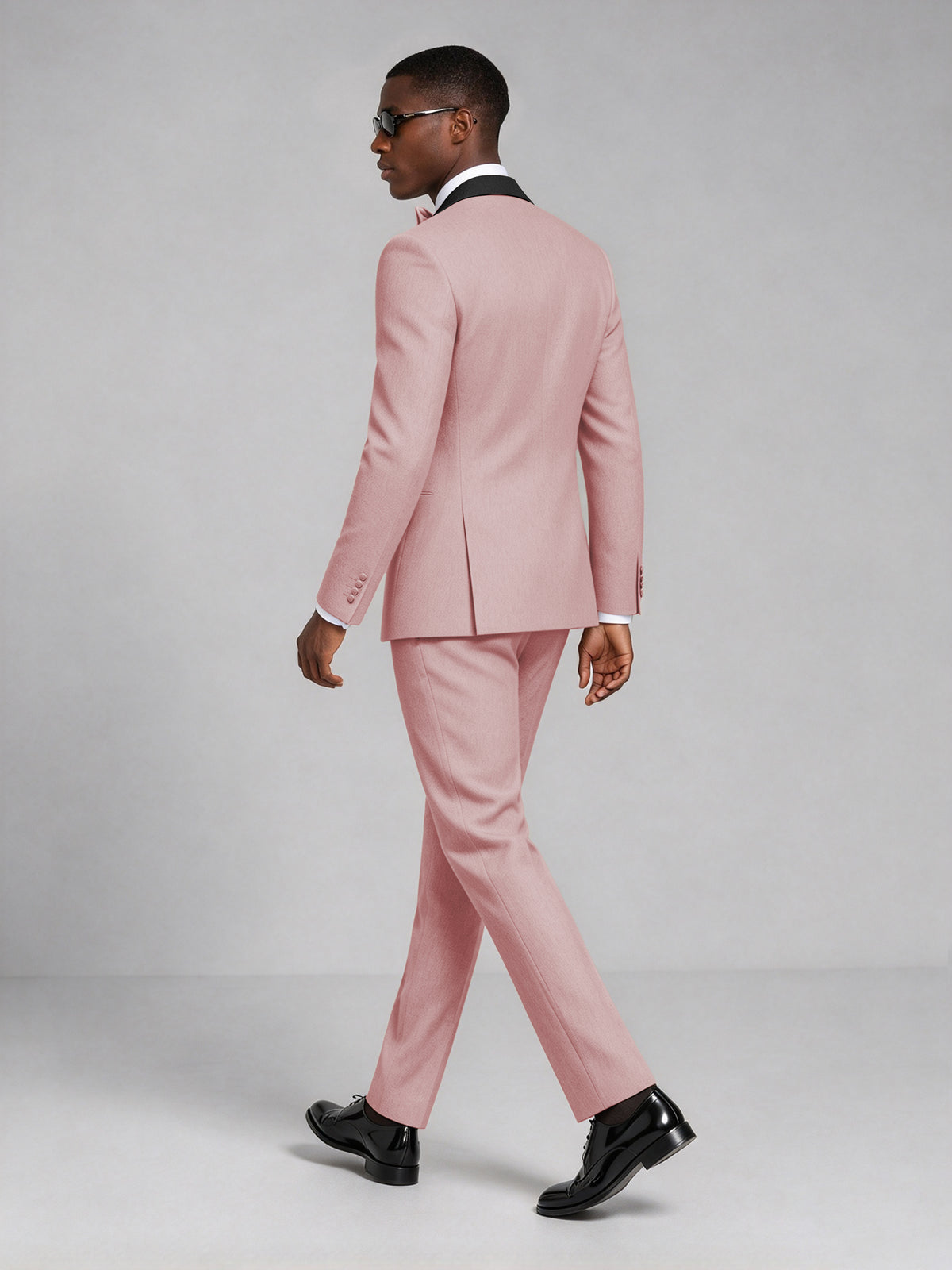 Men's Pink Double-Breasted Tuxedo Suit – Satin Shawl Lapel Pink-Tie Wedding & Gala 2-Piece Set - Pink