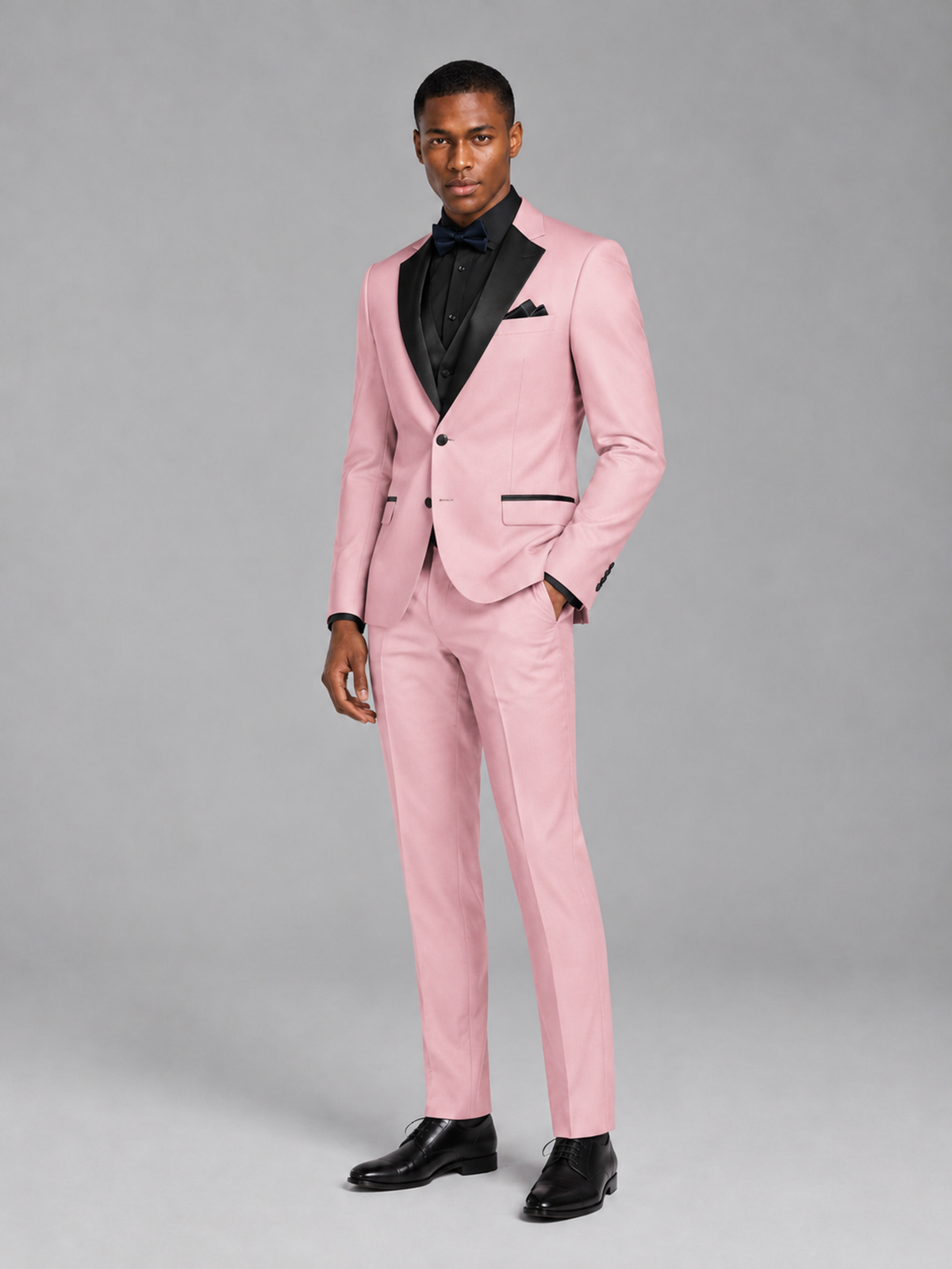 Savile Men's Pink Contrast Shawl Lapel Tuxedo Suit – 3-Piece Wedding, Prom & Black-Tie Formal Set - Pink - Pink_4