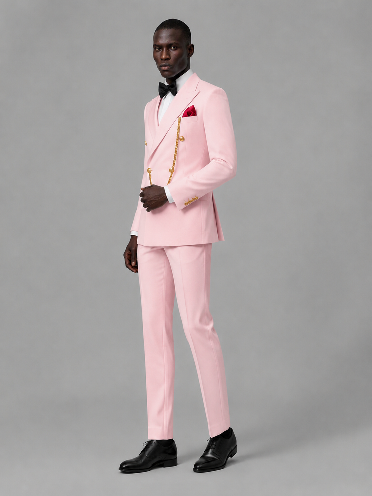 Men's Pink Double-Breasted 2-Piece Suit Set – Jacket & Trousers | Pink Chain - Pink
