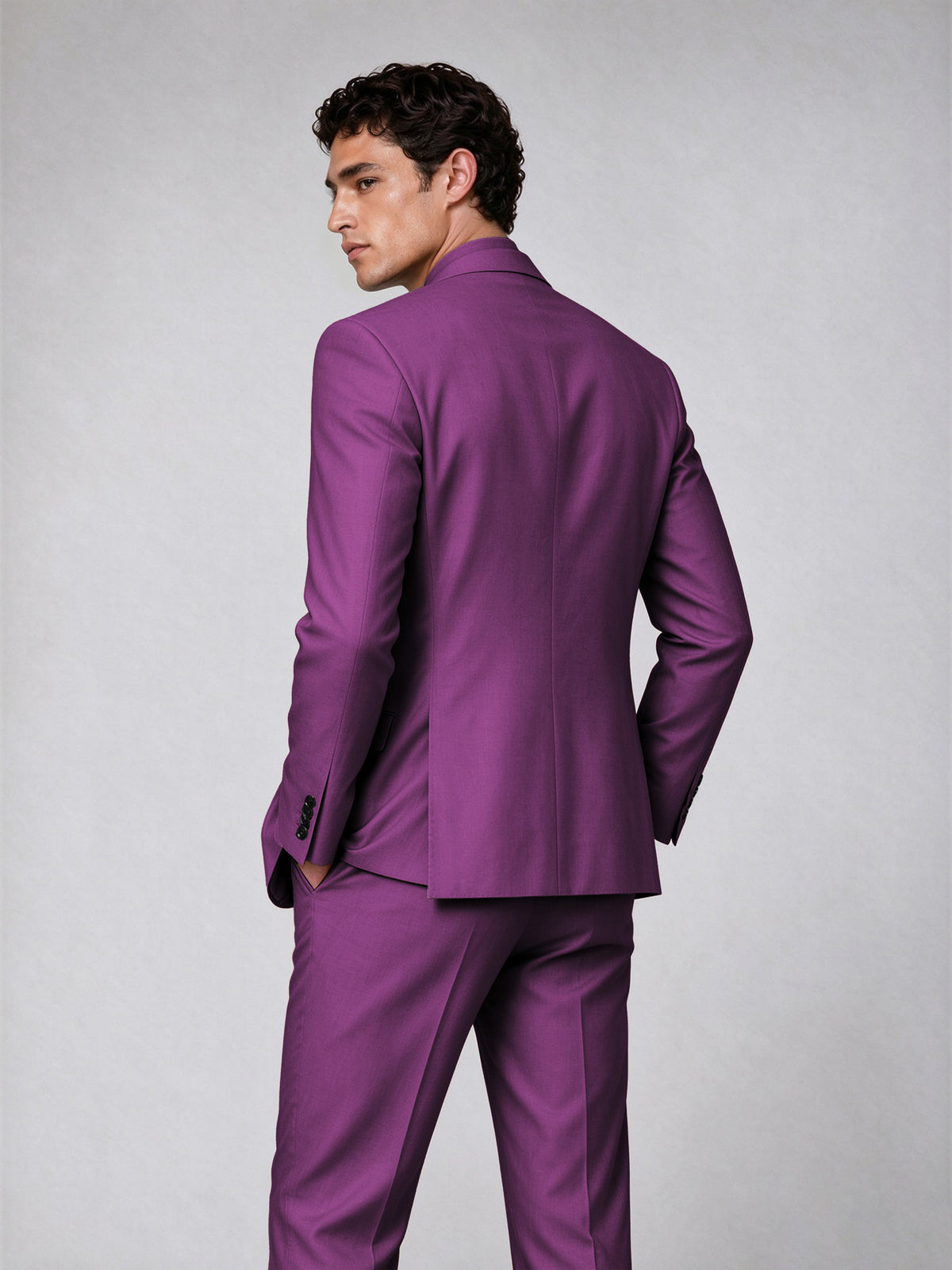 Savile Men's Plum Double-Breasted 2-Piece Suit Set – Blazer & Trousers - Plum