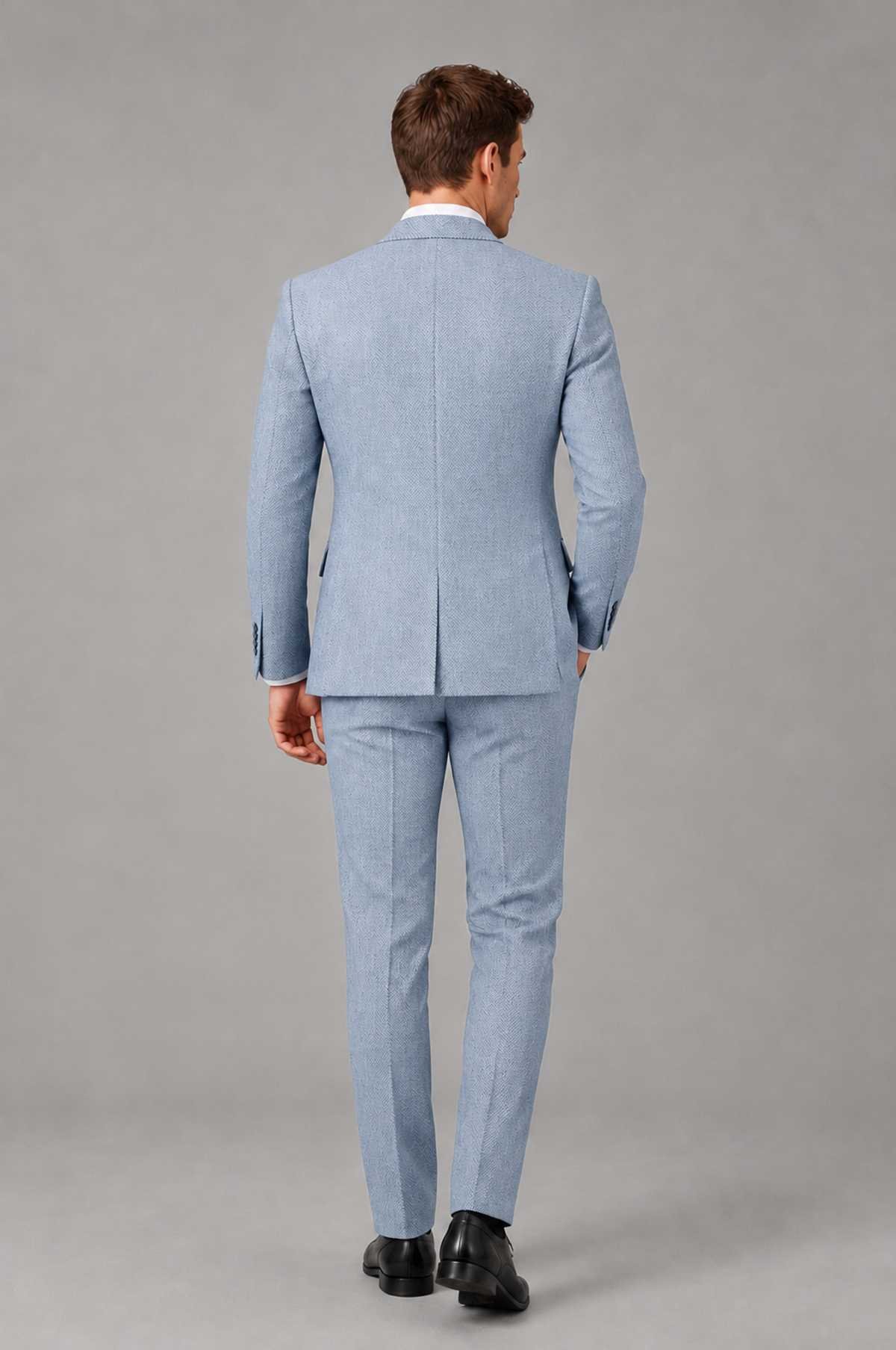 Savile Men's Grey Notch Lapel 3-Piece Suit Set | Jacket, Vest & Trousers - Powder Blue - Powder Blue