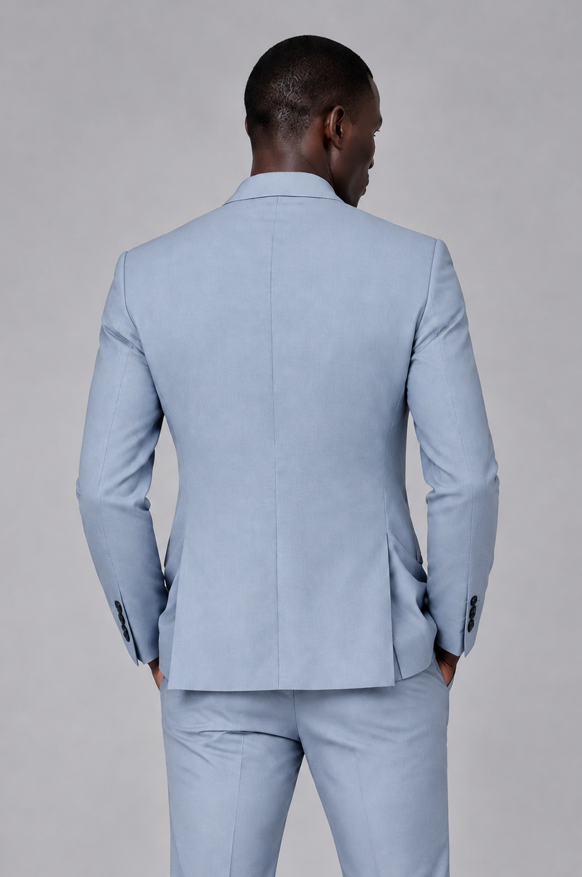 Savile Men's Powder Blue Double Breasted Slim Fit 2-Piece Suit Set – Blazer & Trousers | Wedding Gala Formal - Powder Blue - Powder Blue_03