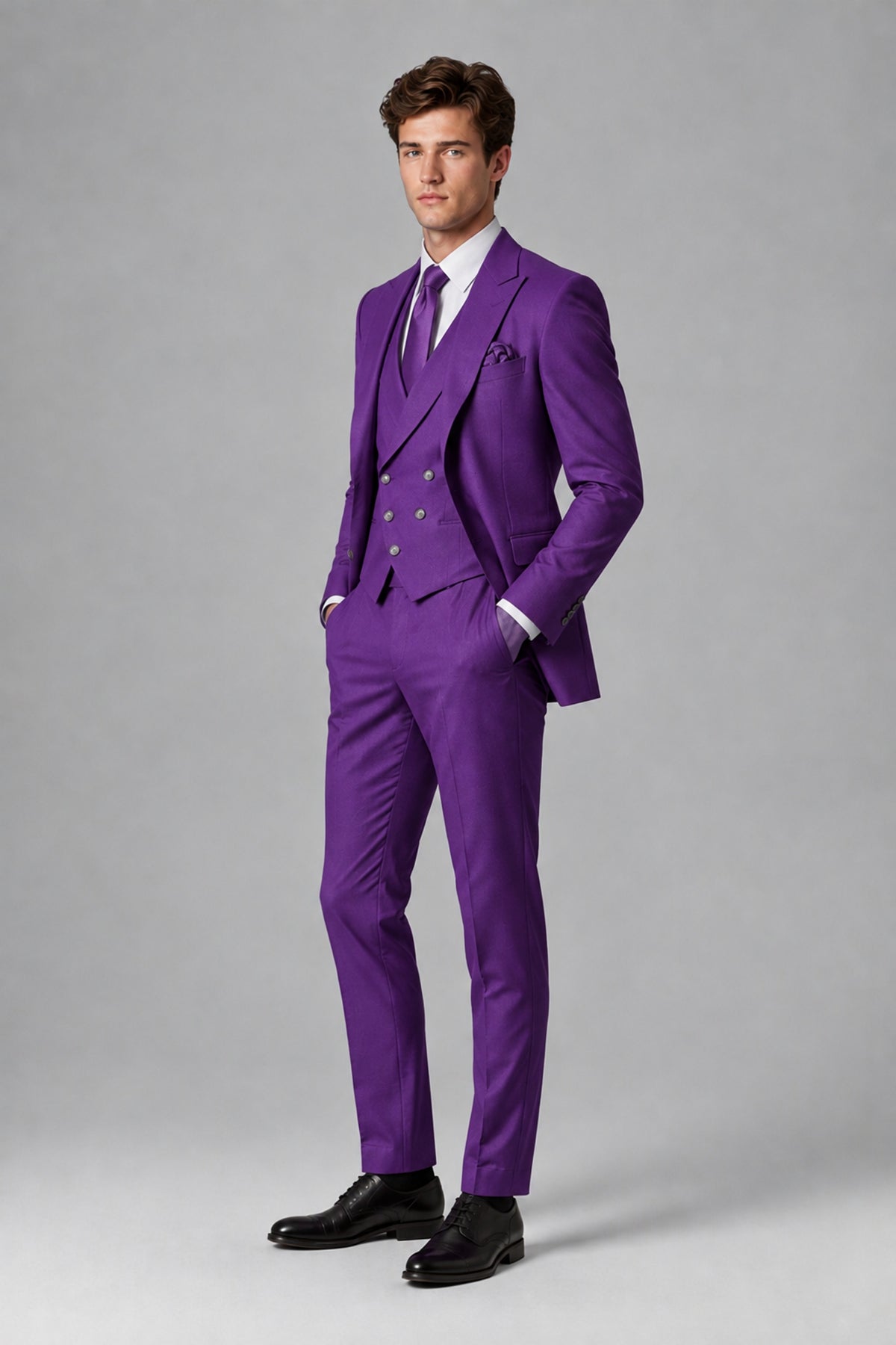 Savile Men's Dusty Purple 3-Piece Suit – Jacket, Vest & Trousers | QX0113 - Purple