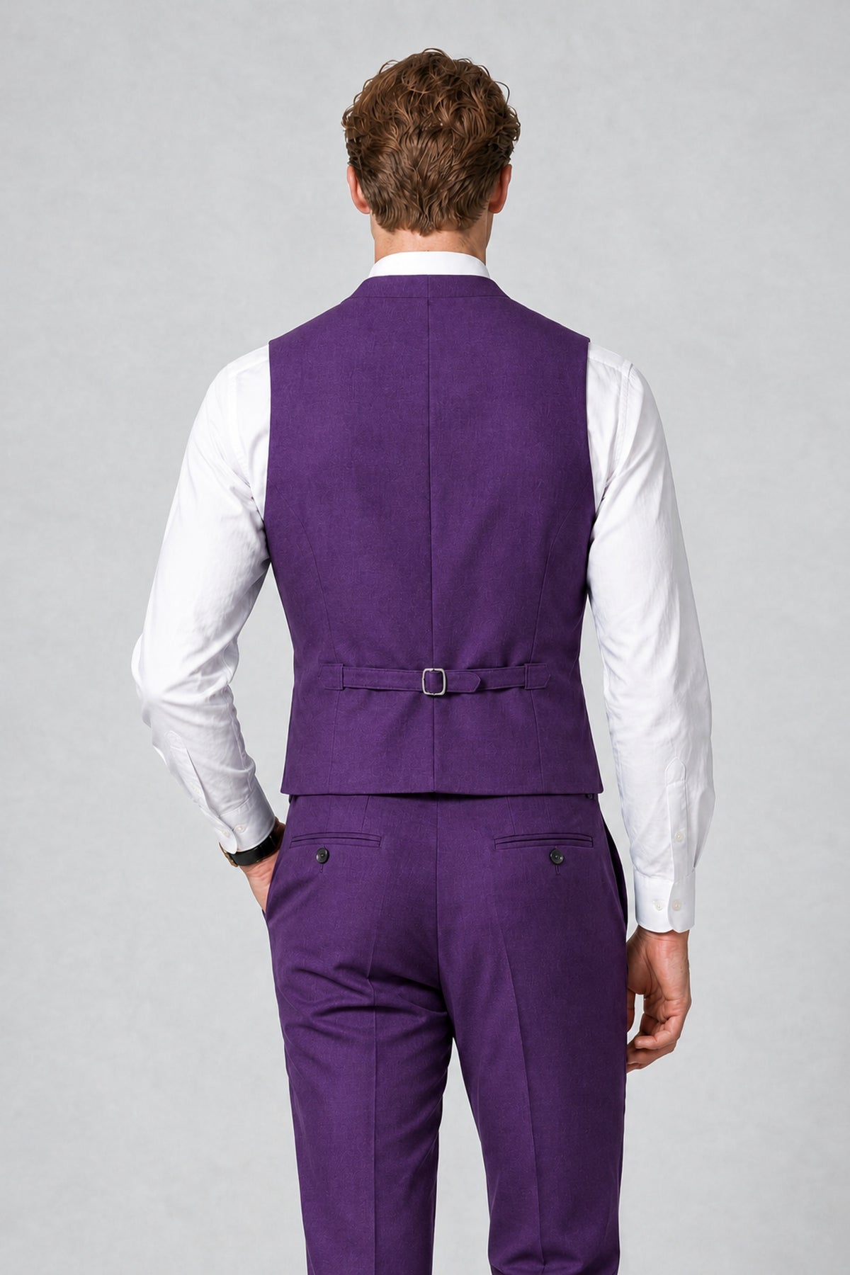 Men's Classic Purple Double-Breasted Shawl Lapel Suit Vest | Savile QX0100 - Purple