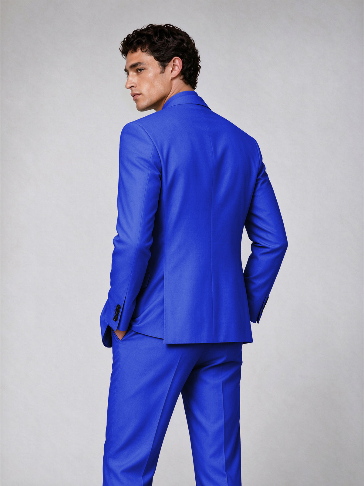Savile Men's Royal Blue Double-Breasted 2-Piece Suit Set – Blazer & Trousers - Royal Blue