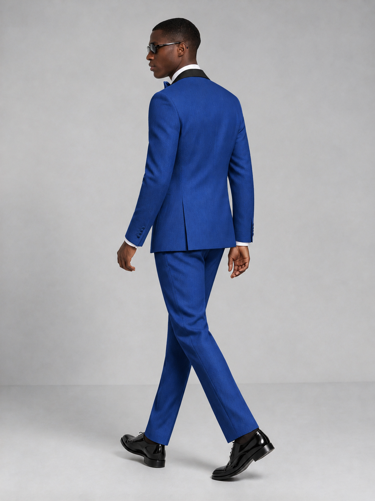 Men's Royal Blue Double-Breasted Tuxedo Suit – Satin Shawl Lapel Royal Blue-Tie Wedding & Gala 2-Piece Set - Royal Blue