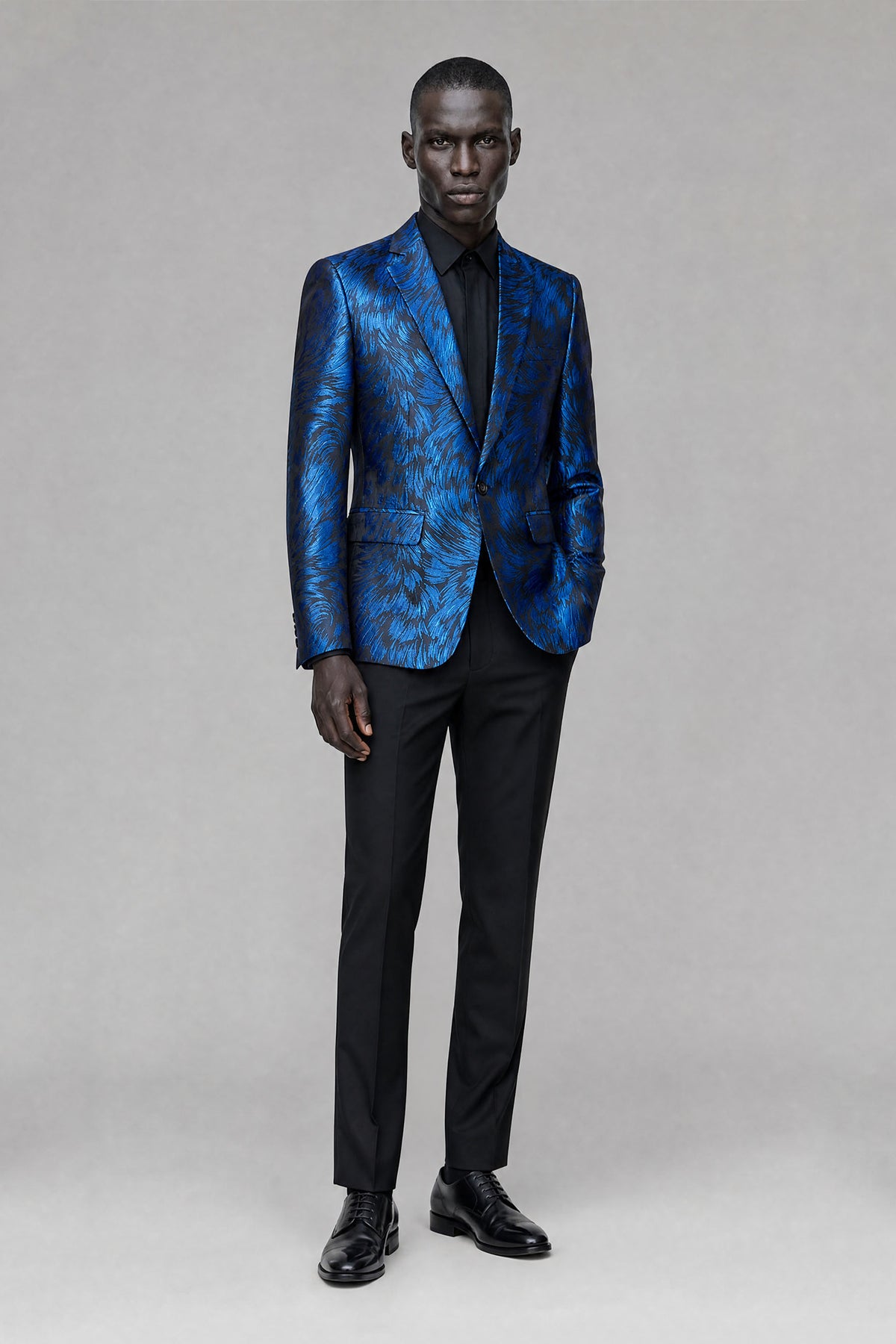 Savile Men's Royal Blue Textured Single-Breasted Blazer - Royal Blue