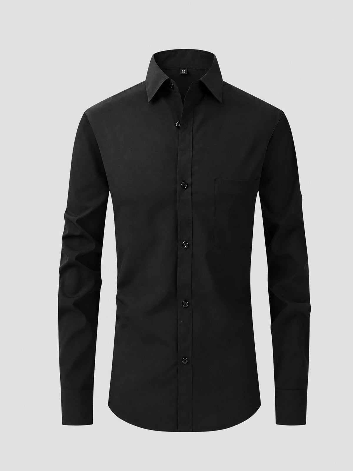 Savile Men's Classic Slim Fit Long Sleeve Dress Shirt in Black – Alternative View