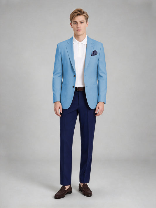 Savile Men's Slim-Fit Blazer – Notch Lapel Sport Coat | Sky Blue - Sky_Blue