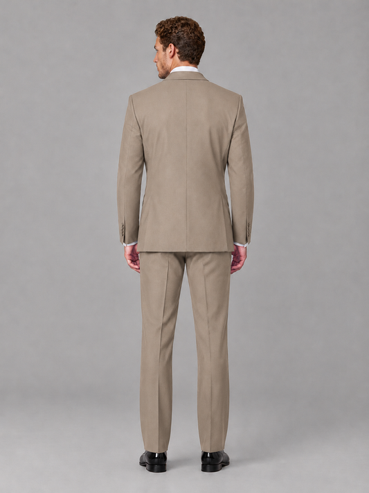 Savile Men's Taupe Peak Lapel 3-Piece Tuxedo Suit | Jacket, Vest & Trousers - Taupe