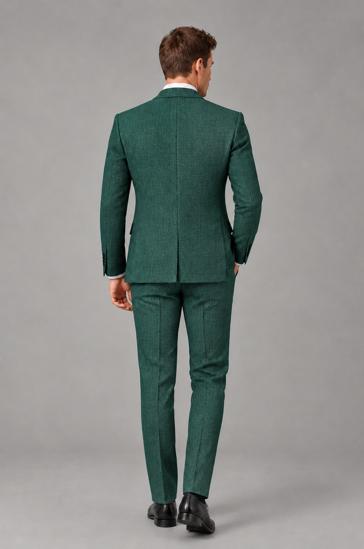 Savile Men's Grey Notch Lapel 3-Piece Suit Set | Jacket, Vest & Trousers - Teal - Teal