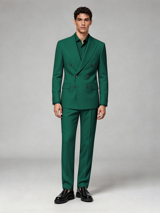 Savile Men's Teal Double-Breasted 2-Piece Suit Set – Blazer & Trousers - Teal