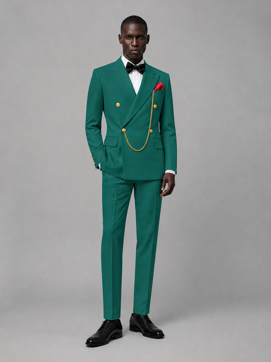 Men's Teal Double-Breasted 2-Piece Suit Set – Jacket & Trousers | Teal Chain - Teal