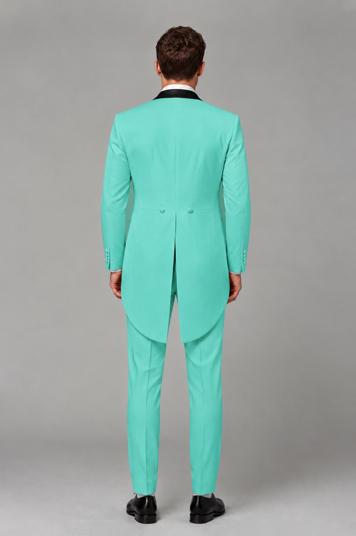 Savile Turquoise 3-Piece Tailcoat Tuxedo Suit with Black Peak Lapel - Turquoise - Turquoise_03
