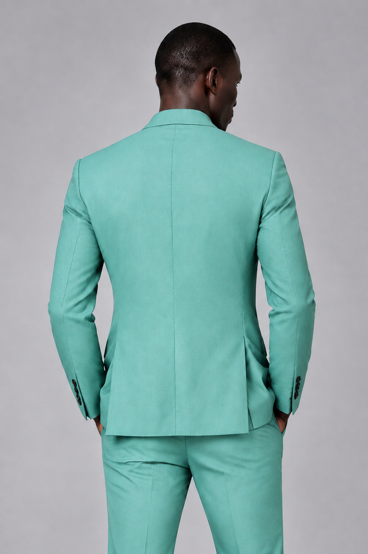 Savile Men's Turquoise Double Breasted Slim Fit 2-Piece Suit Set – Blazer & Trousers | Wedding Gala Formal - Turquoise - Turquoise_03