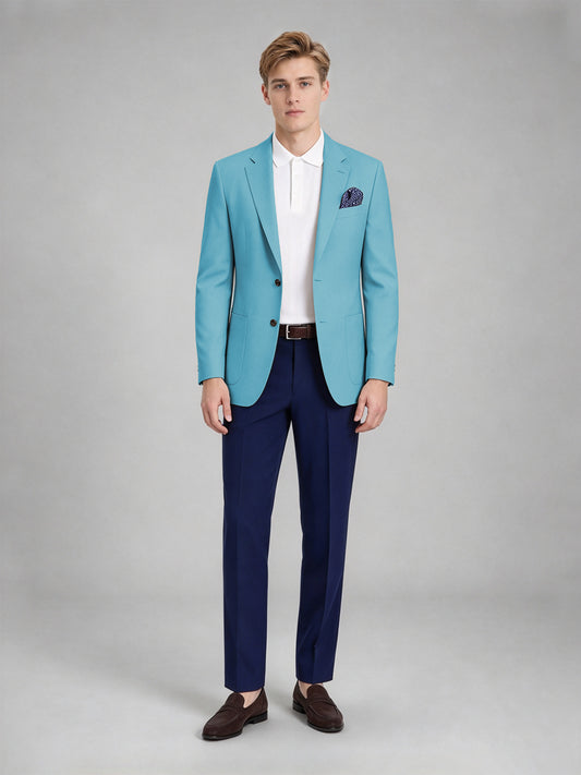 Savile Men's Slim-Fit Blazer – Notch Lapel Sport Coat | Turquoise - Turquoise