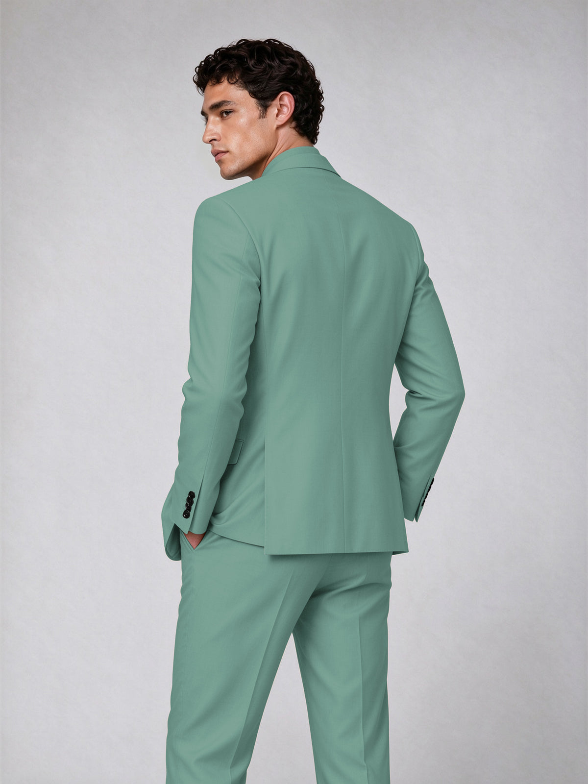 Savile Men's Turquoise Double-Breasted 2-Piece Suit Set – Blazer & Trousers - Turquoise