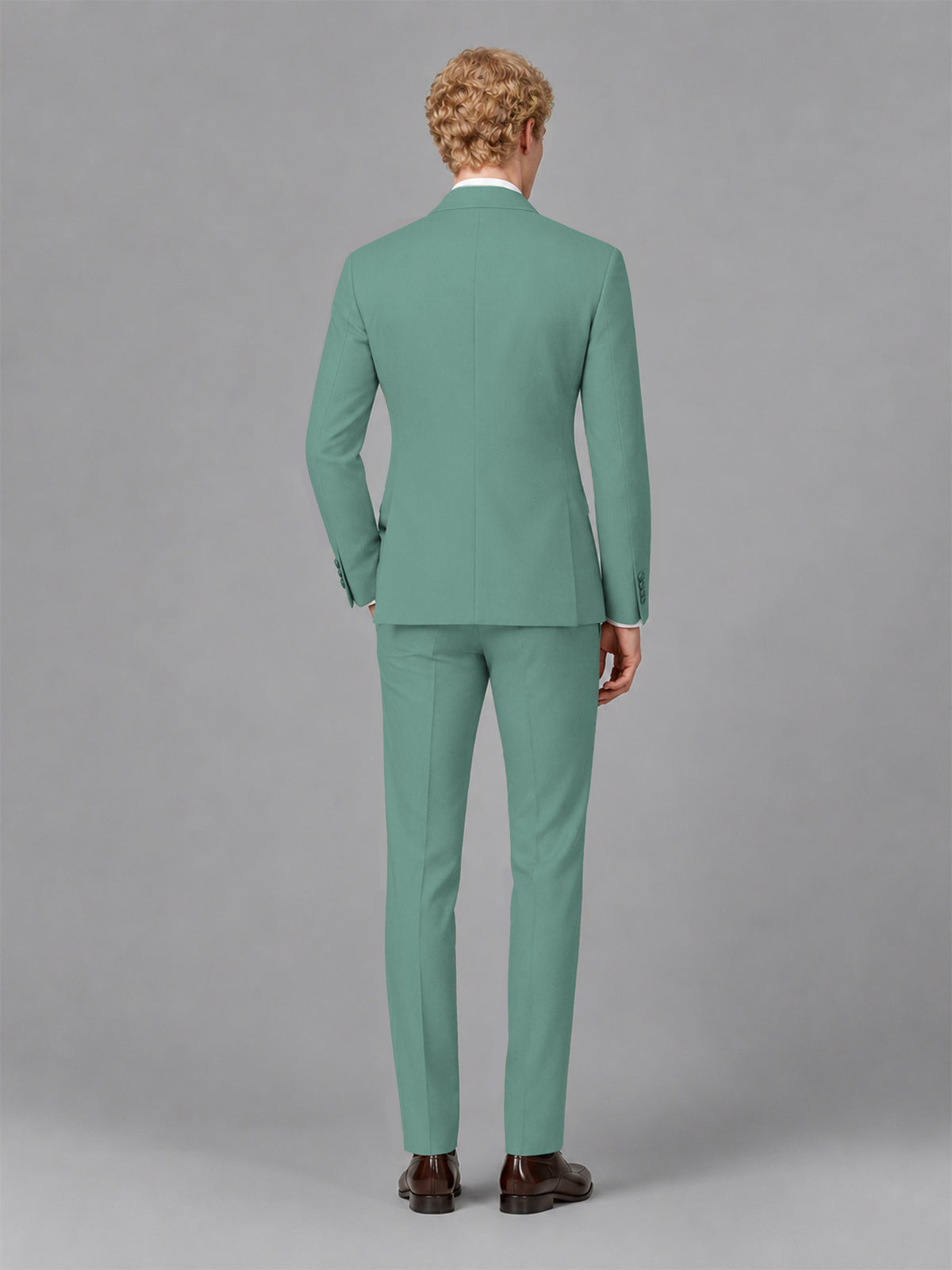 Men's Turquoise Single-Button Turquoise Satin Shawl Lapel Tuxedo Suit Set | Blazer & Trousers - Turquoise