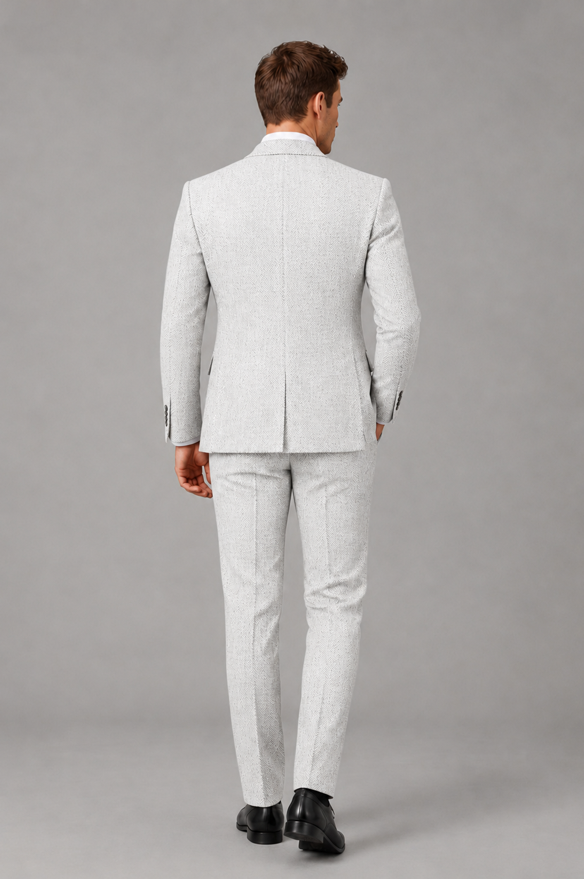 Savile Men's Grey Notch Lapel 3-Piece Suit Set | Jacket, Vest & Trousers - White - White